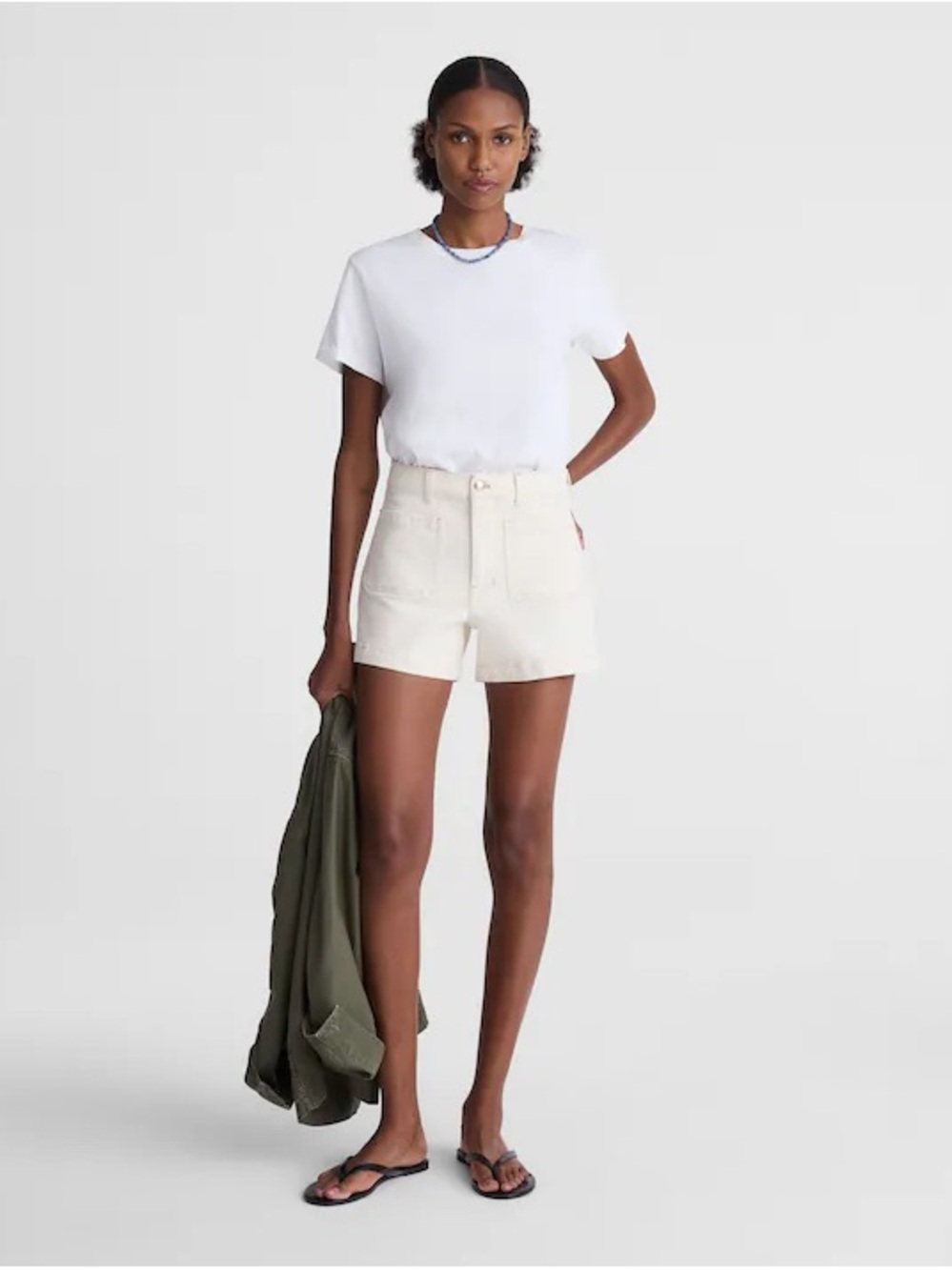 Madewell Emmy denim short size 32 (high rise, a line) cream color